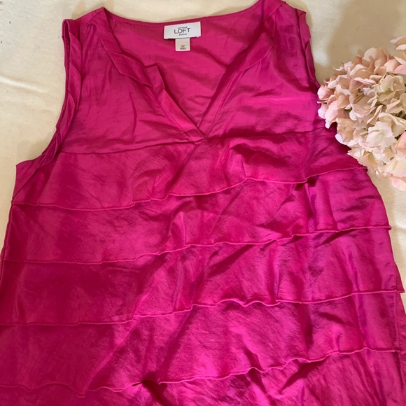Loft Pink Ruffle Tank - Picture 2 of 5